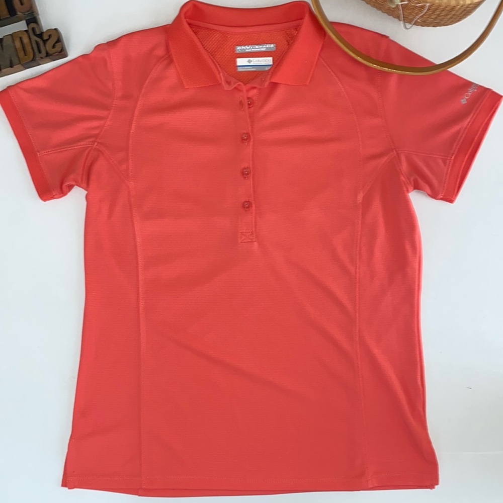 🎣COLUMBIA Woman’s PFG Women Short Sleeve Polo in Coral
